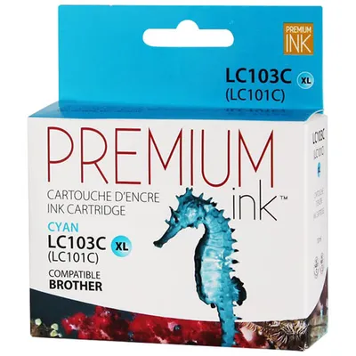 Cartouche d'encre cyan Premium Ink compatible avec Brother (LC103CS)