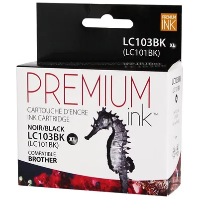 Cartouche d'encre noire Premium Ink compatible avec Brother (LC103BK)