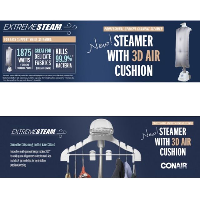 conair extreme steam upright fabric steamer with air cushion