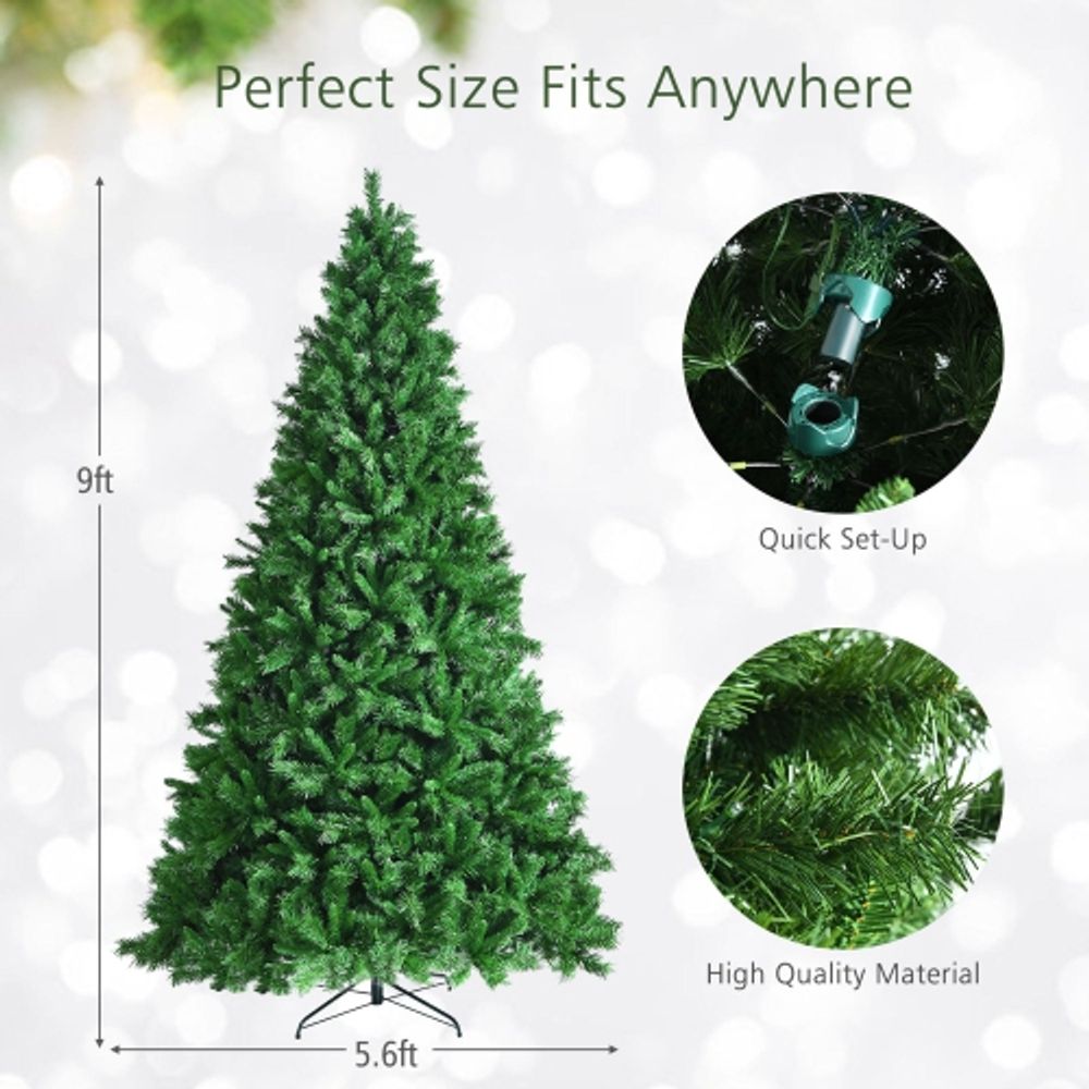 Gymax 8 ft. Pre-lit Snow Flocked Artificial Christmas Tree with