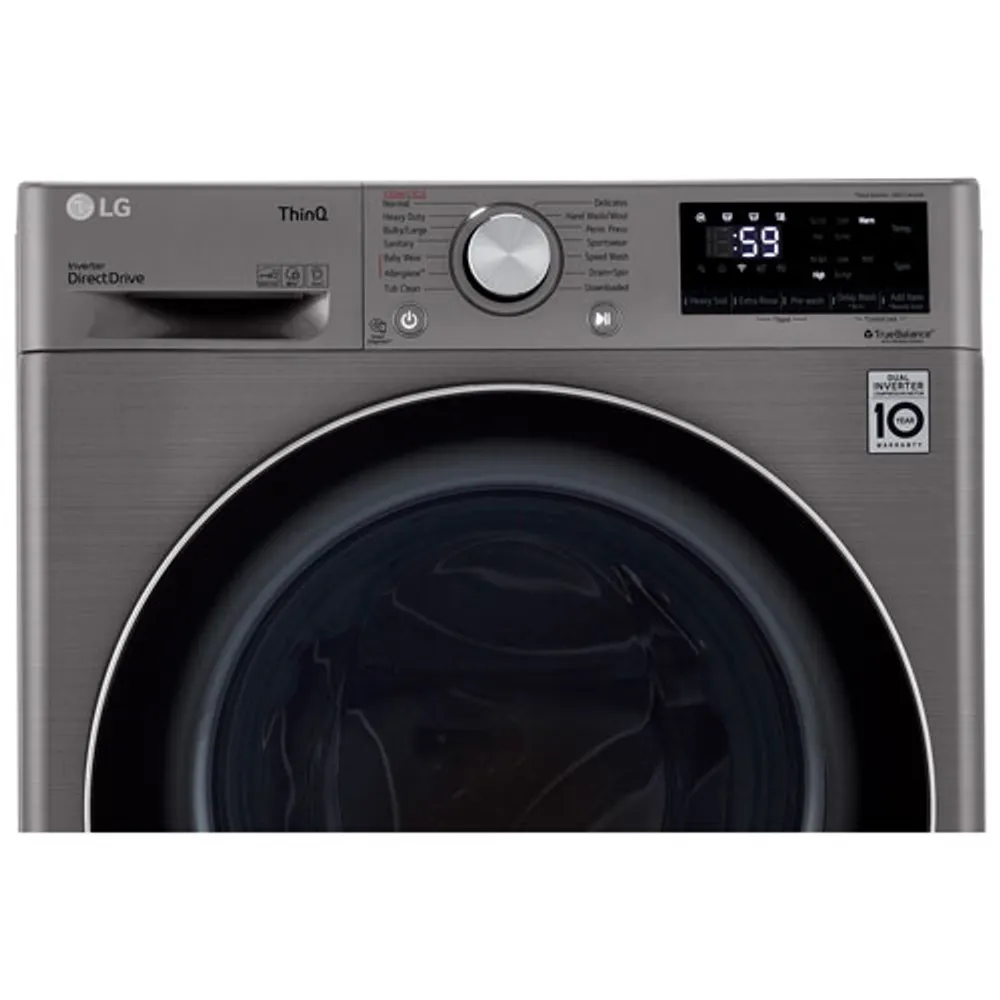 LG 2.6 Cu. Ft. High Efficiency Front Load Steam Washer (WM1455HPA) - Platinum Steel