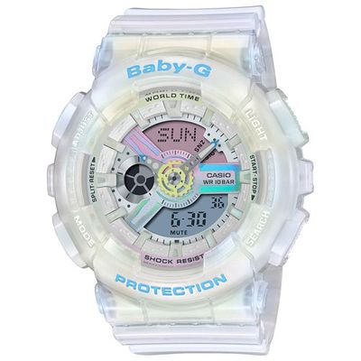 Casio Baby-G 46.3mm Women's Chronograph Sport Watch - Clear White/Pastel Pink/Purple/Blue