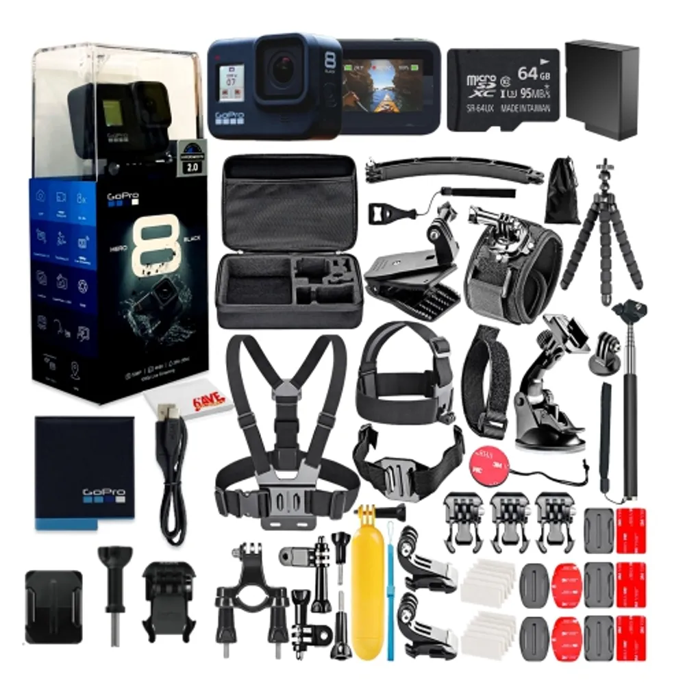 GoPro HERO10 (HERO 10) - Action Camera + 64GB Card, 50 Piece Accessory Kit  and 2 Batteries 