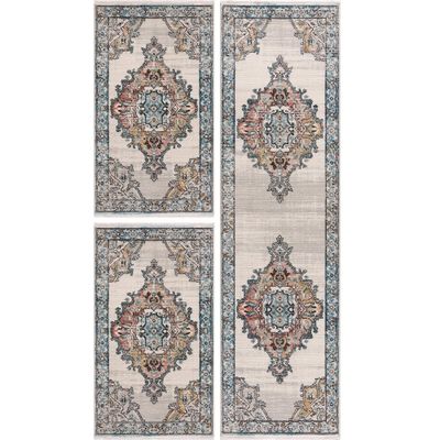 La Dole Rugs Traditional Persian Bordered Ikat Turquoise Ivory Red Orange Area Rug Living Room Bedroom Carpet Tapis 2'7"x4'11"
