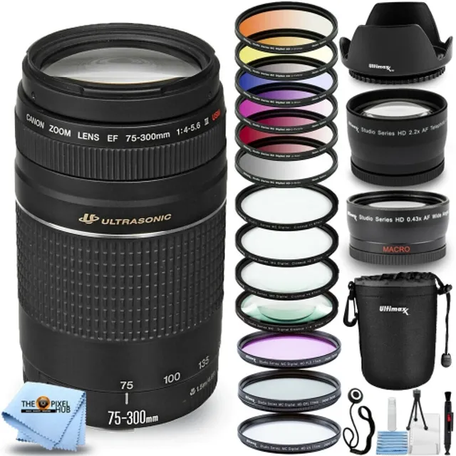 Canon Ef 75 300mm F 4 5 6 Iii Lens Black 6473a003 Ultimate Bundle Includes 6pc Graduated Color Filter Kit Macro Close Up Lenses Telephoto And Wide Angle Lenses And More Bramalea City Centre