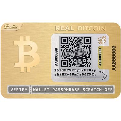 Ballet REAL Bitcoin, Gold Edition - Physical Cryptocurrency Wallet with Multicurrency Support, The Easiest Crypto Cold Storage Wallet