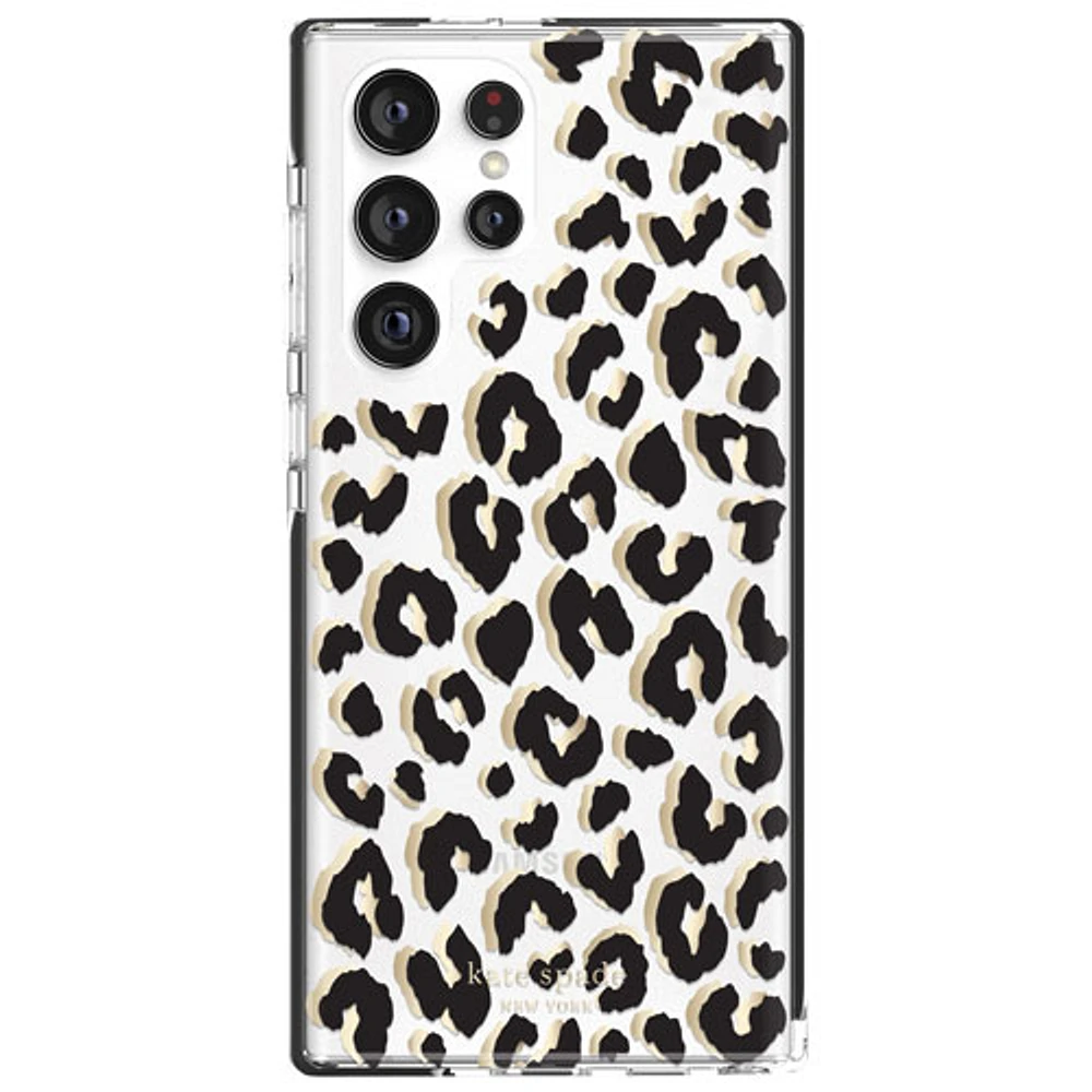 kate spade new york Fitted Hard Shell Case for Galaxy S22 Ultra - Leopard Black