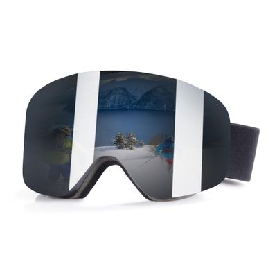 Magnetic Ski Snowboard Goggles for Men, Women & Youth, UV Protection and OTG design, Black Band Frameless Lens, Black Band - 175mm x 100mm
