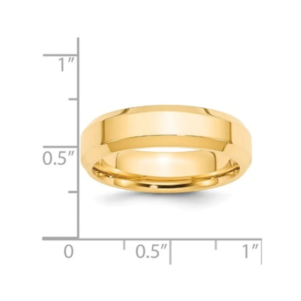 GEM AND HARMONY Mens 14K Yellow Gold 6mm Wedding Band Ring with Bevel Edge