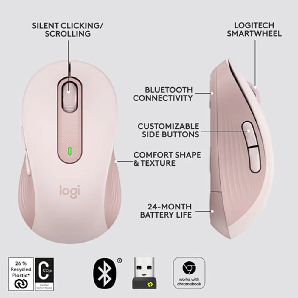 Logitech Signature M650 Wireless Optical Mouse - Rose