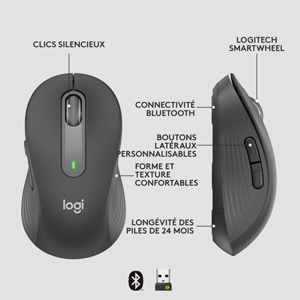 Logitech Signature M650 L (Large) Wireless Optical Mouse - Graphite