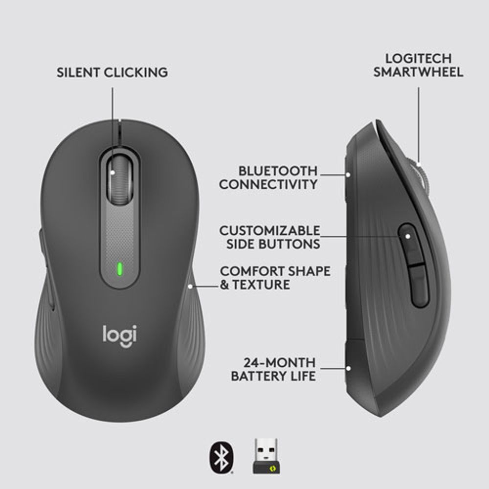 Logitech Signature M650 L (Large) Wireless Optical Mouse - Graphite