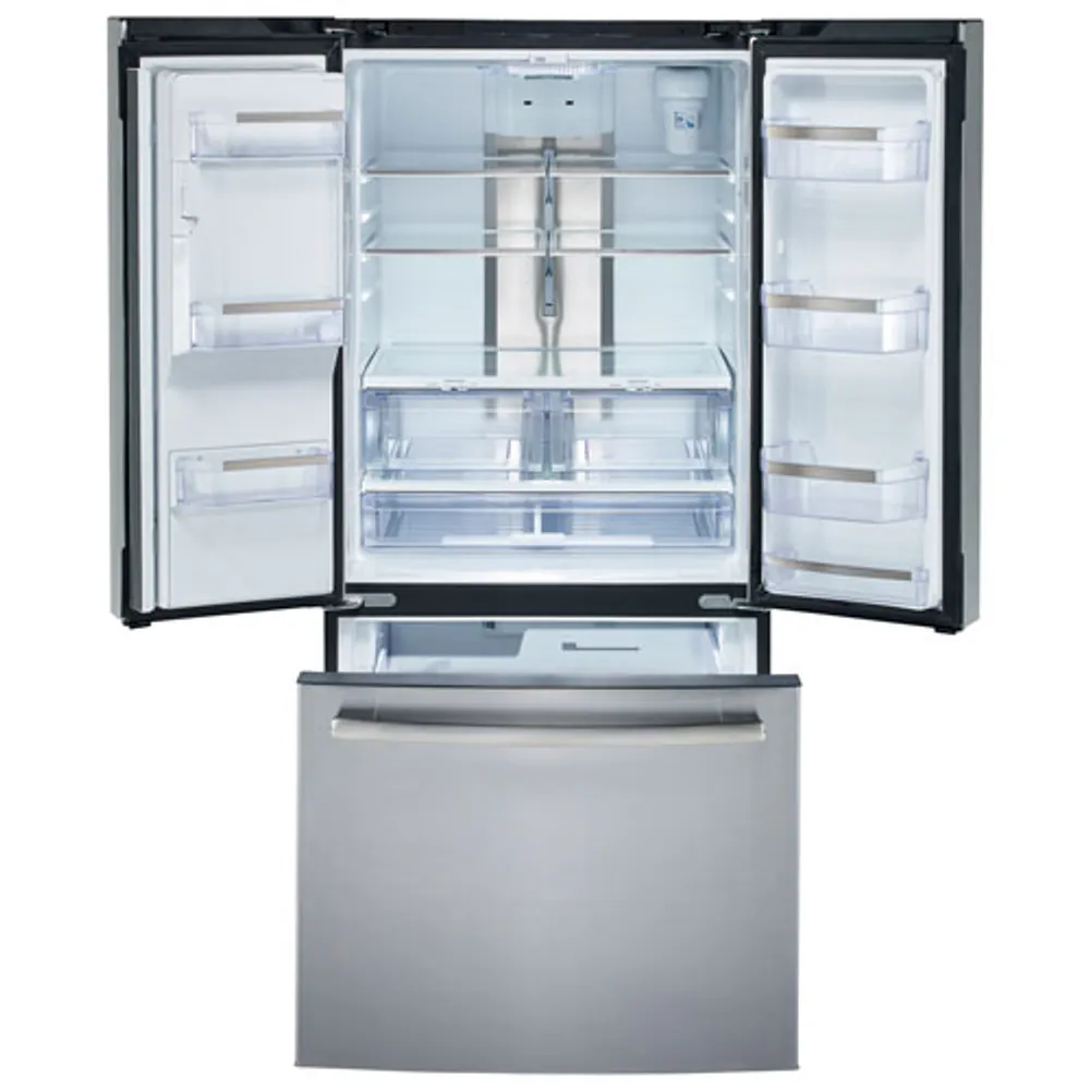 GE 33" 18 Cu. Ft. French Door Refrigerator with Water & Ice Dispenser (PYE18HYRKFS) - Stainless Steel