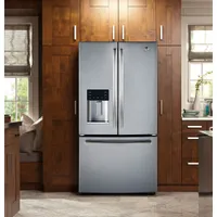 GE 33" 18 Cu. Ft. French Door Refrigerator with Water & Ice Dispenser (PYE18HYRKFS) - Stainless Steel