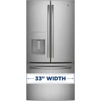 GE 33" 24 Cu. Ft. French Door Refrigerator with Water & Ice Dispenser (PFE24HYRKFS) - Stainless Steel