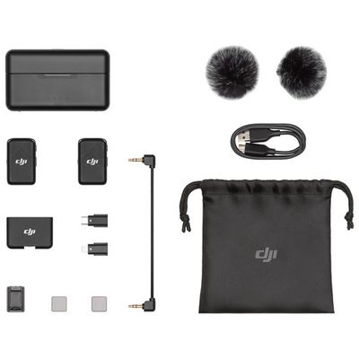 DJI Mic Wireless Microphone (2 TX + 1 RX + Charging Case) - Black