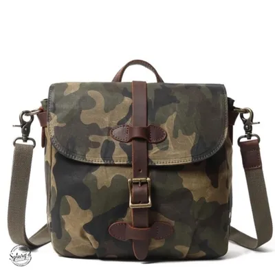 Splurg'd Small Messenger bag. Canvas Camouflage crossbody shoulder tablet bag - Green