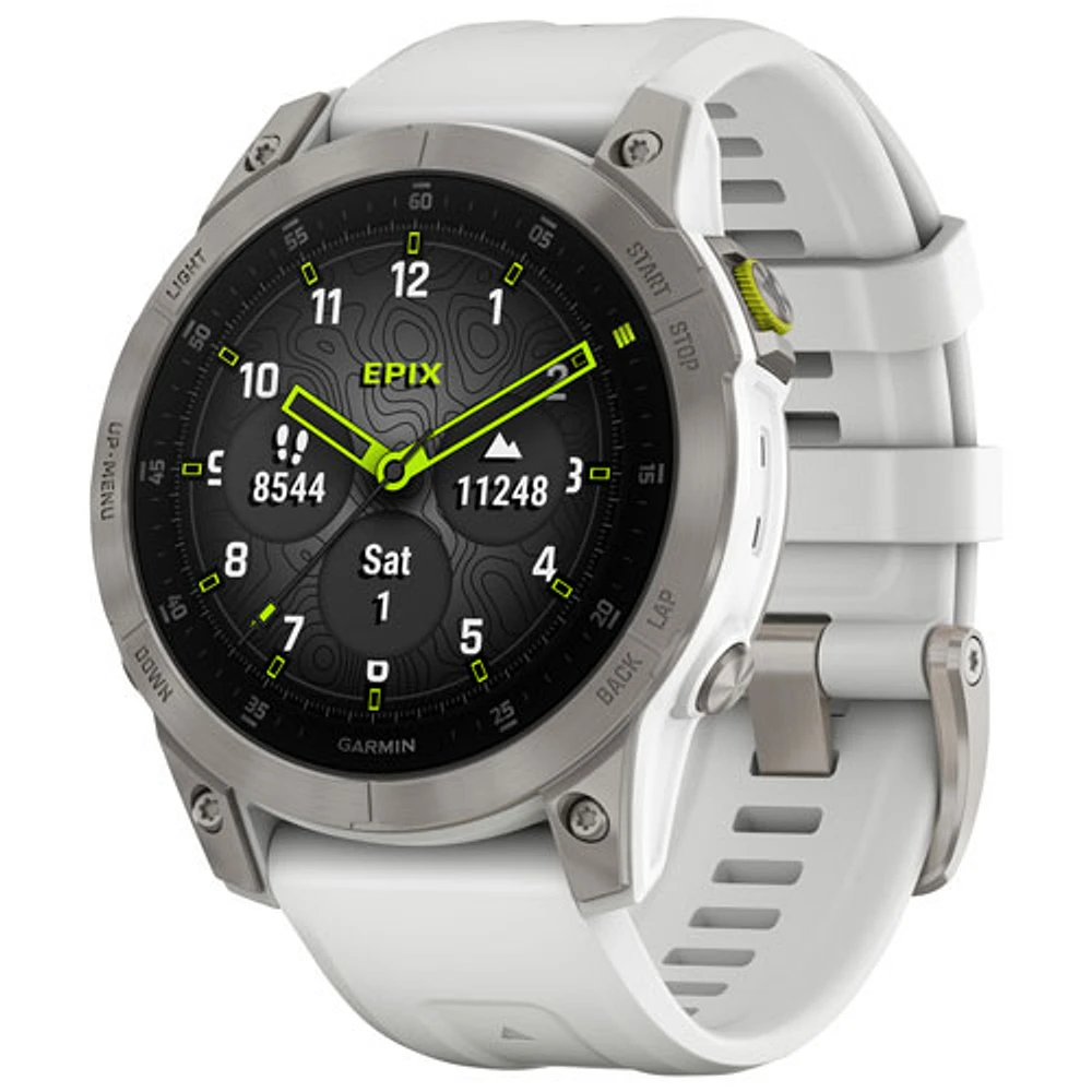 Garmin epix (Gen 2) 47mm Bluetooth Active Smartwatch - Silver/White/Titanium Back
