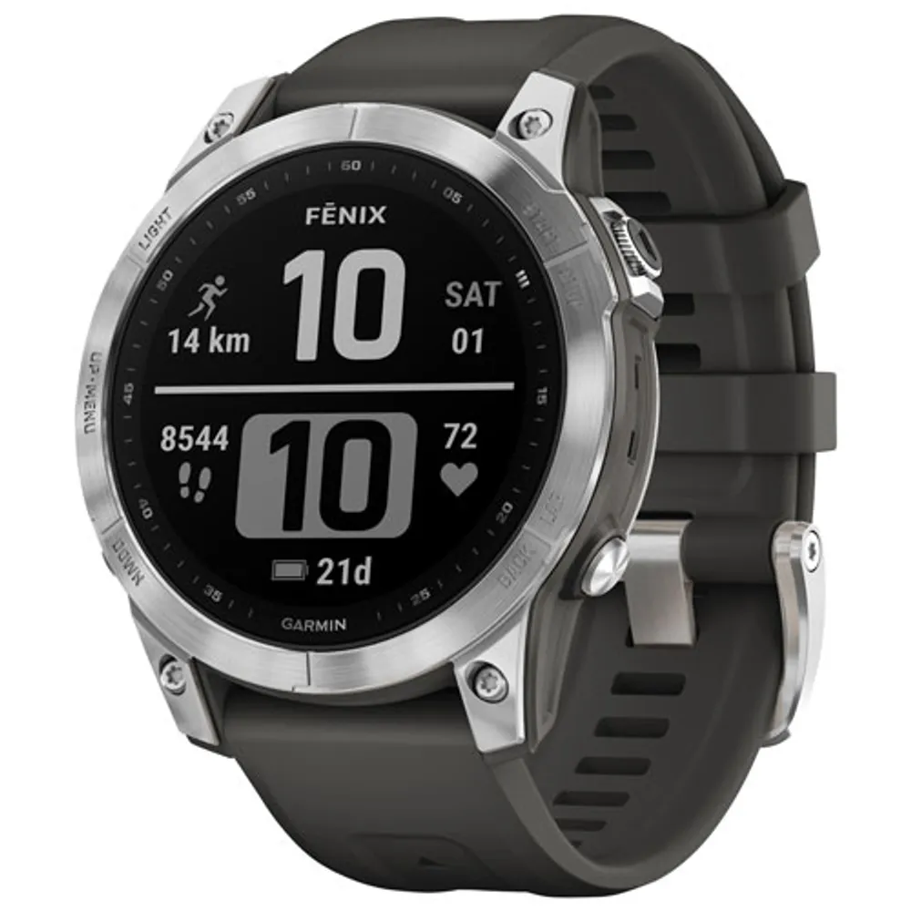 Garmin fēnix 7 47mm Bluetooth Multisport Smartwatch - Silver/Graphite/Metal Back