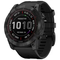 Garmin fenix 7X Sapphire Solar 51mm Smartwatch with Heart Rate Monitor - Black/Titanium Back