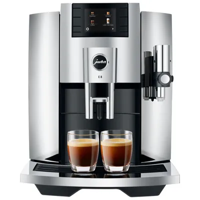 Jura E8 Automatic Espresso Machine with Frother & Coffee Grinder - Chrome