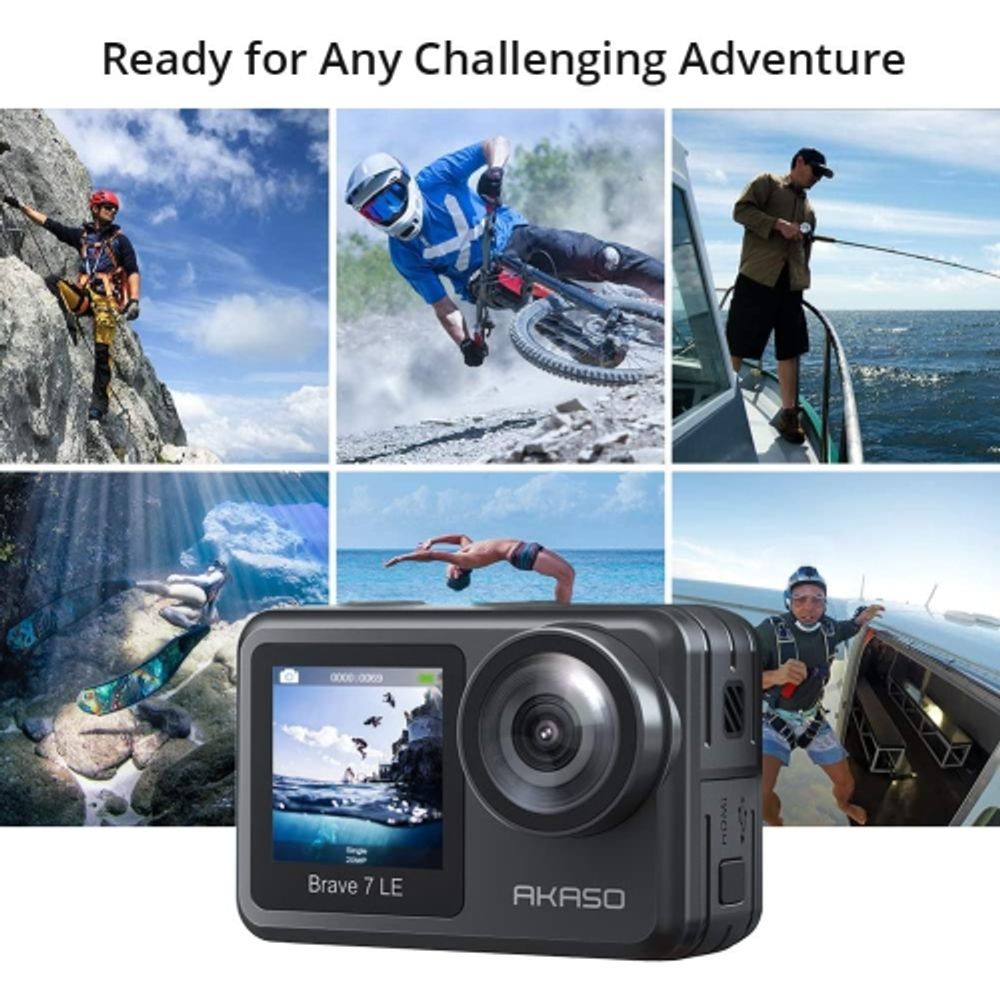 AKASO V50X Native 4K30fps WiFi Action Camera With EIS Touch Screen 4X Zoom  Web Camera 131 Feet Waterproof Camera Support External Mic Remote Control Sports  Camera With Helmet Accessories Kit
