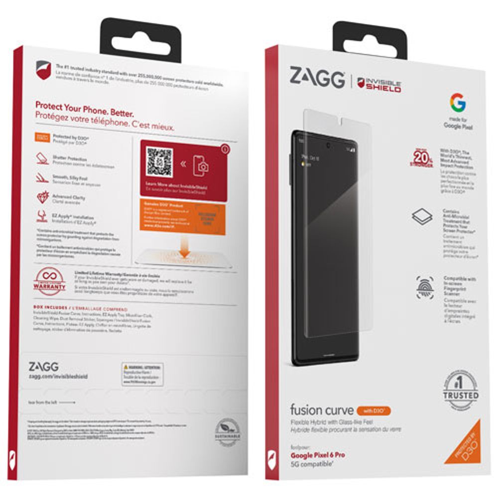 InvisibleShield by ZAGG Glass Elite VisionGuard+ Screen Protector for Google Pixel 6 Pro