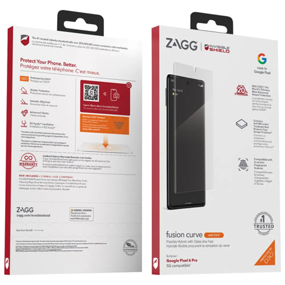 InvisibleShield by ZAGG Glass Elite VisionGuard+ Screen Protector for Google Pixel 6 Pro
