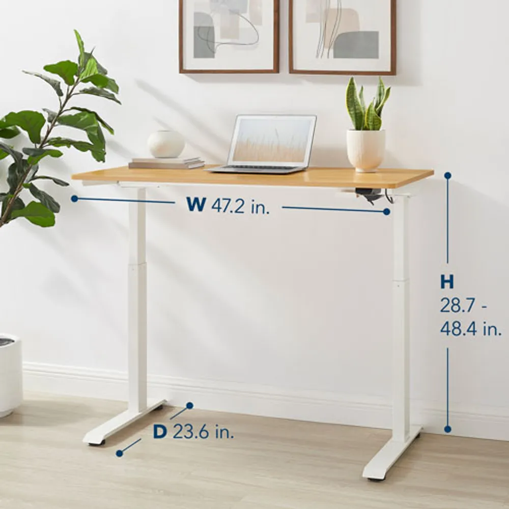 Insignia 47"W Adjustable Standing Desk with Controls - Oak - Only at Best Buy