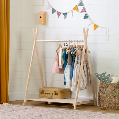 South Shore Sweedi Wooden Kids Clothes Rack - Natural