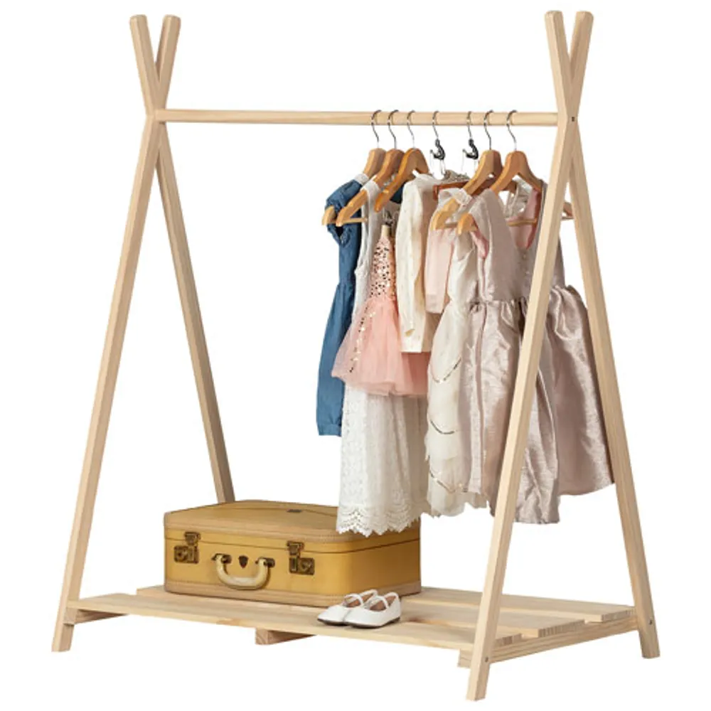 South Shore Sweedi Wooden Kids Clothes Rack - Natural