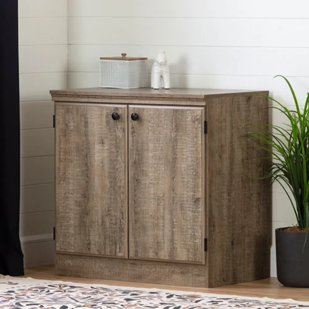 South Shore Morgan Traditional 2-Door Storage Cabinet - Weathered Oak