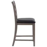 Amber Emily Contemporary Faux Leather Counter Height Dining Chair - Set of 2 - Washed Grey