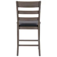 Amber Emily Contemporary Faux Leather Counter Height Dining Chair - Set of 2 - Washed Grey