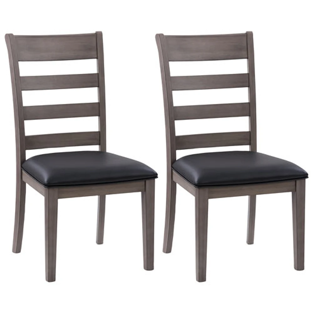 Amber Emily Contemporary Faux Leather Dining Chair - Set of 2 - Washed Grey