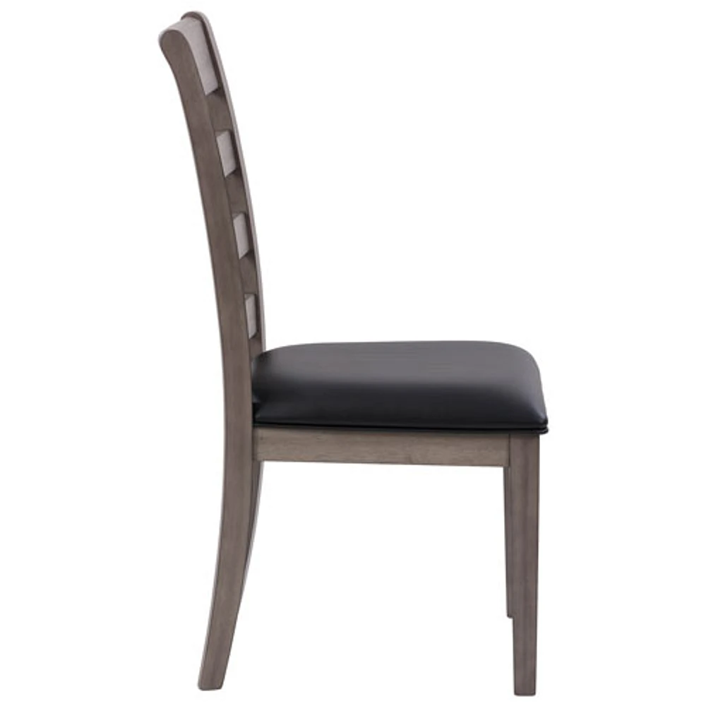 Chaise de salle à manger contemporaine en similicuir Amber Emily - Ensemble de 2 - Gris délavé