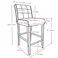 Tabouret de bar capitonné transitionnel à hauteur de bar Amber Emily - Brun