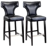 Amber Emily Transitional Bar Height Barstool with Metal Studs - Set of 2