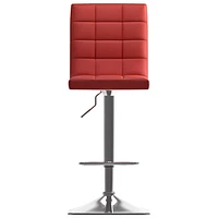 Amber Emily Contemporary Adjustable Height High-Back Square Tufted Barstool - Set of 2 - Red