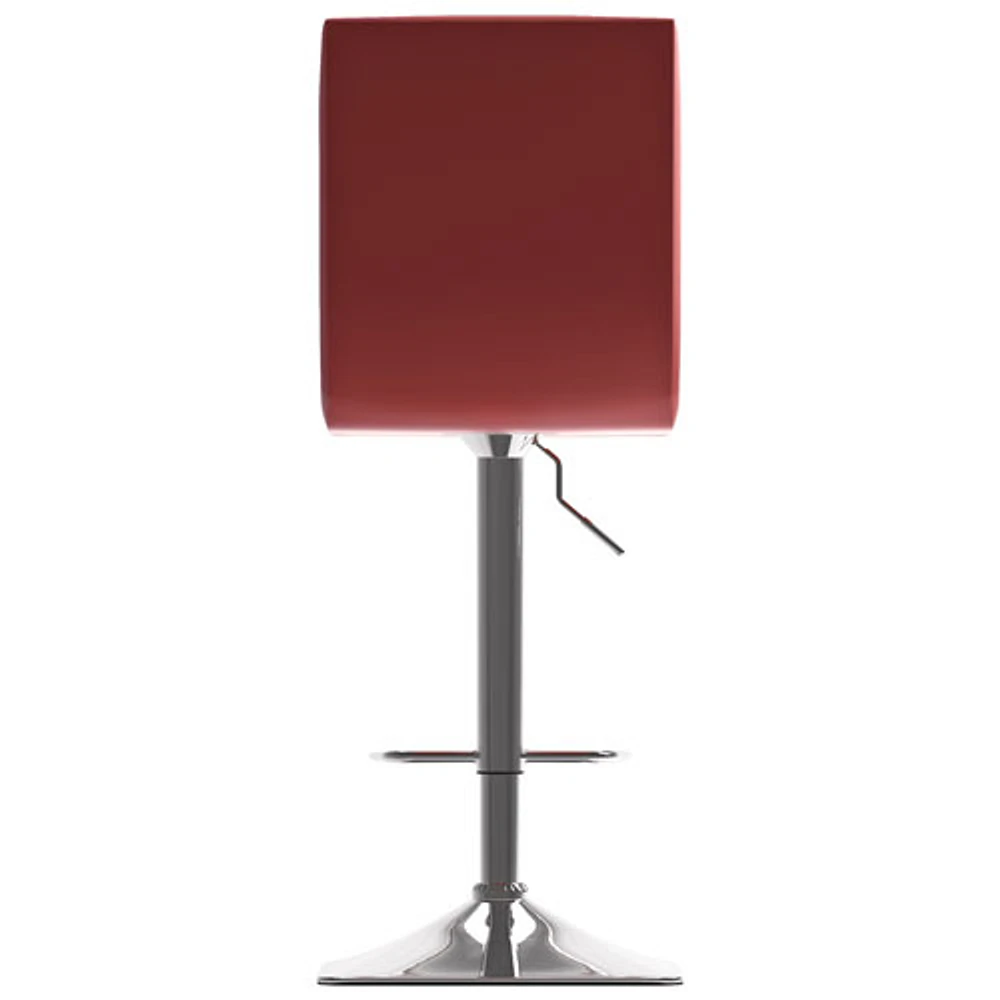 Amber Emily Contemporary Adjustable Height High-Back Square Tufted Barstool - Set of 2 - Red