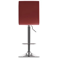 Amber Emily Contemporary Adjustable Height High-Back Square Tufted Barstool - Set of 2 - Red