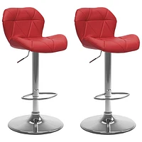 Amber Emily Contemporary Adjustable Height Geometric Tufted Barstool - Set of 2 - Red