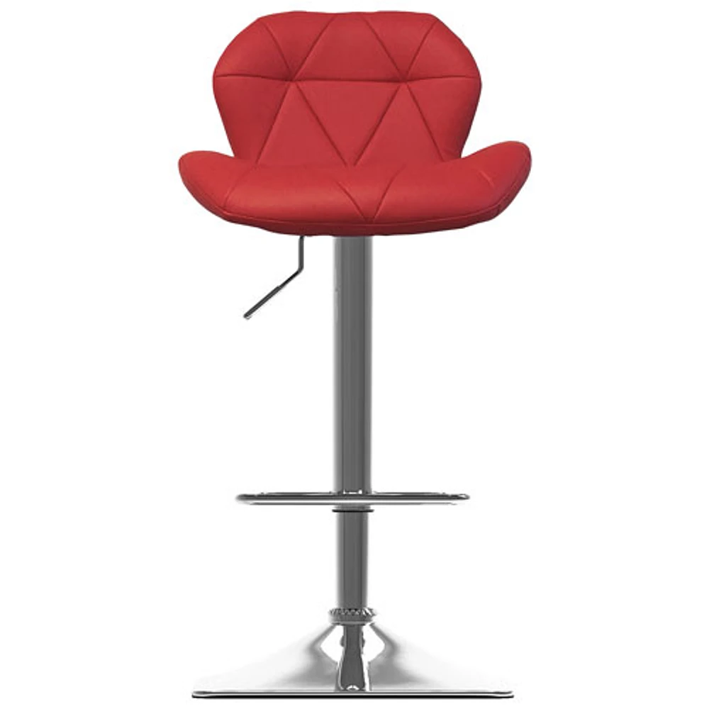 Amber Emily Contemporary Adjustable Height Geometric Tufted Barstool - Set of 2 - Red