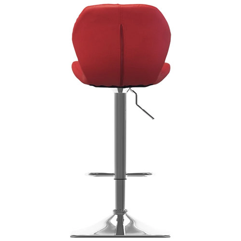 Amber Emily Contemporary Adjustable Height Geometric Tufted Barstool - Set of 2 - Red