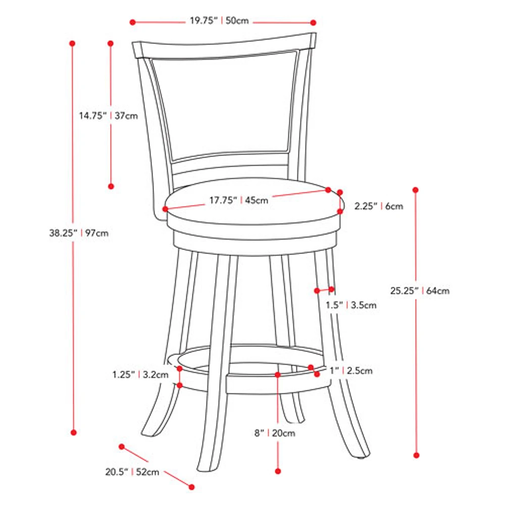 Amber Emily Transitional Counter Height Barstool - Set of 2