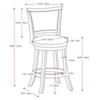 Tabouret de bar transitionnel à hauteur de comptoir Amber Emily - Ensemble de 2