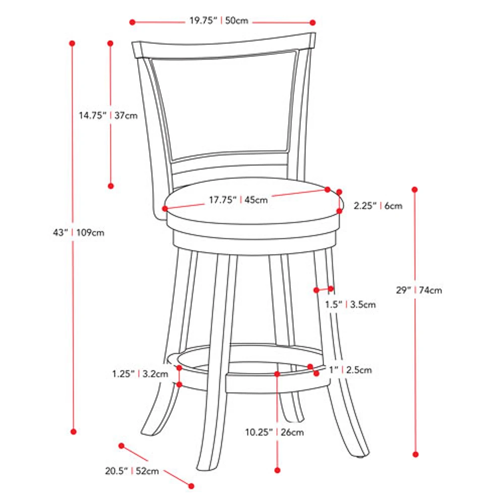 Tabouret de bar transitionnel à hauteur de bar Amber Emily - Ensemble de 2