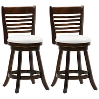 Amber Emily Transitional Counter Height Barstool with Slat Backrest - Set of 2 - White