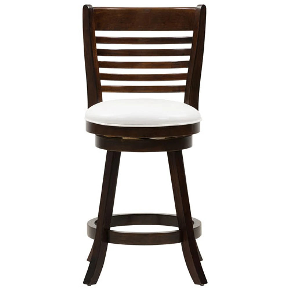 Amber Emily Transitional Counter Height Barstool with Slat Backrest - Set of 2 - White