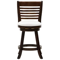 Amber Emily Transitional Counter Height Barstool with Slat Backrest - Set of 2 - White